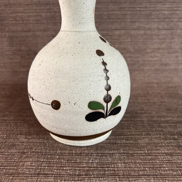 Sign Mexican Tonalá Pottery Vase-Cobalt Blue Flower-6.25″ Folk Art Stoneware VTG - Picture 4 of 8